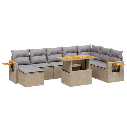 Set Divano da Giardino 8 pz con Cuscini Beige in Polyrattan - homemem39