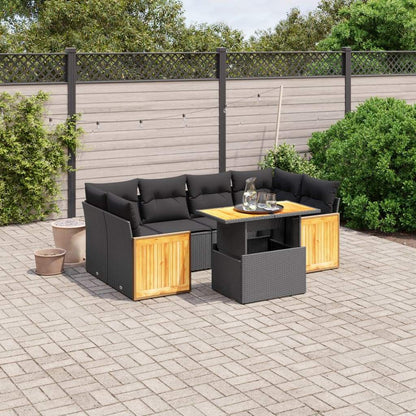Set Divani da Giardino con Cuscini 7pz Nero Polyrattan - homemem39