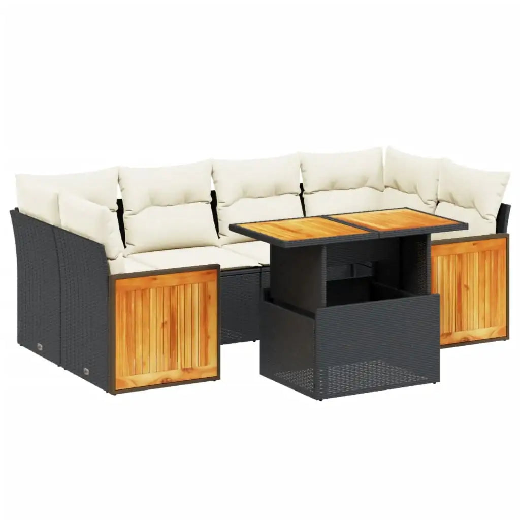 Set Divani da Giardino con Cuscini 7pz Nero Polyrattan - homemem39