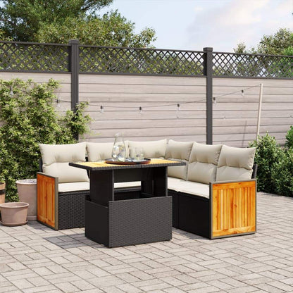 Set Divano da Giardino 6 pz con Cuscini Nero in Polyrattan - homemem39
