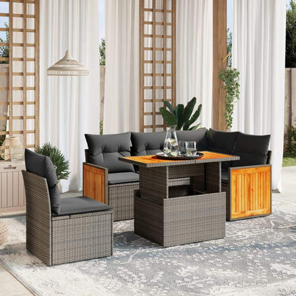 Set Divano da Giardino 6 pz con Cuscini Beige in Polyrattan - homemem39