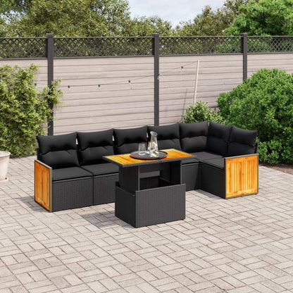 Set Divani da Giardino con Cuscini 7pz Nero Polyrattan - homemem39