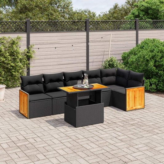 Set Divani da Giardino con Cuscini 7pz Nero Polyrattan - homemem39