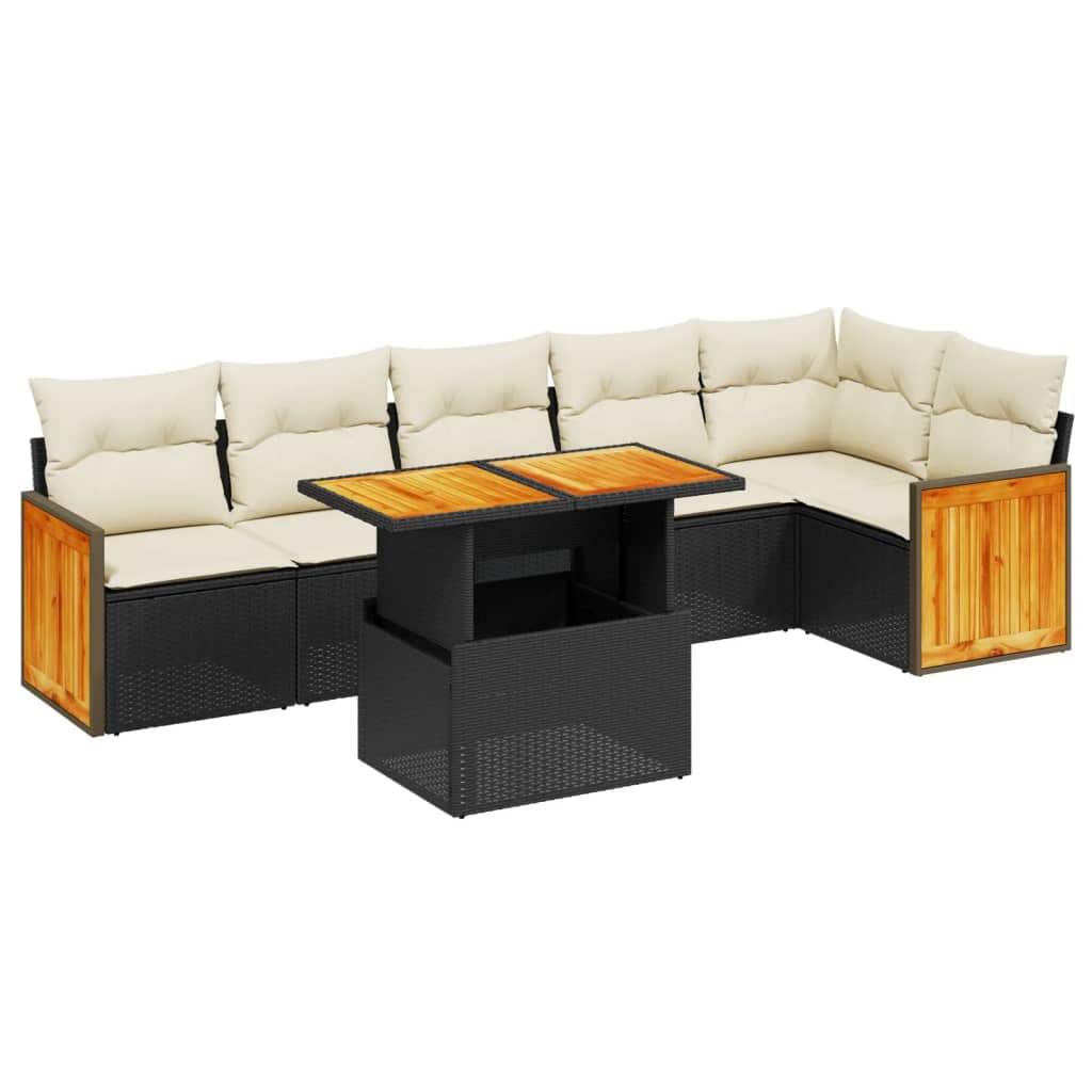 Set Divani da Giardino con Cuscini 7pz Nero Polyrattan - homemem39