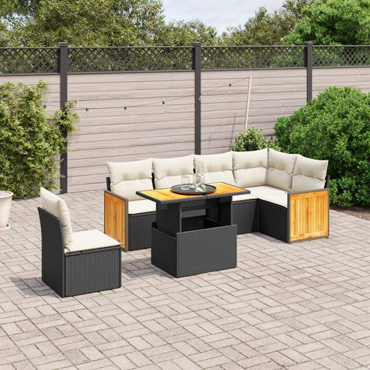 Set Divani da Giardino con Cuscini 7pz Nero Polyrattan - homemem39