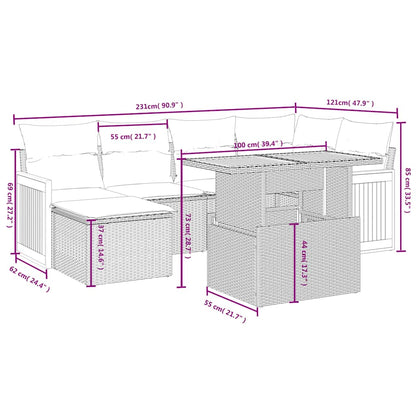 Set Divani da Giardino con Cuscini 7pz Nero Polyrattan | homemem39