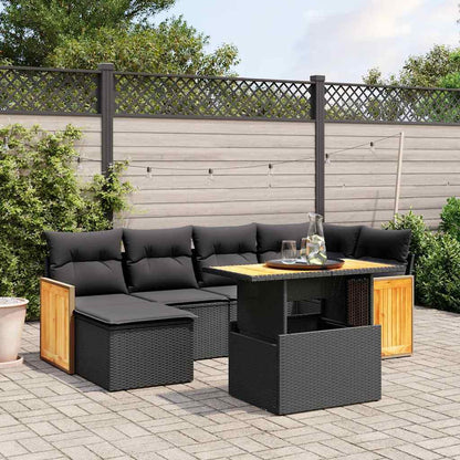 Set Divani da Giardino con Cuscini 7pz Nero Polyrattan - homemem39