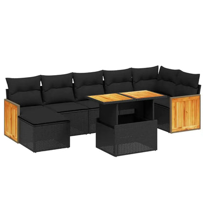 Set Divani da Giardino con Cuscini 8 pz Nero in Polyrattan - homemem39