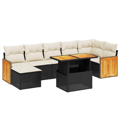 Set Divani da Giardino con Cuscini 8 pz Nero in Polyrattan - homemem39