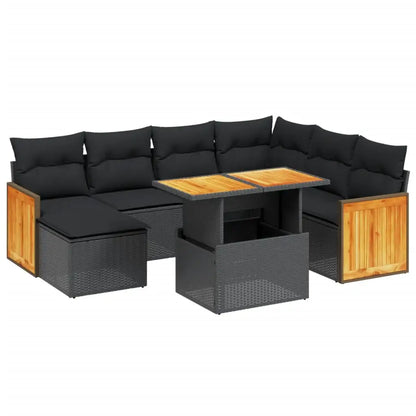 Set Divani da Giardino con Cuscini 8 pz Nero in Polyrattan - homemem39