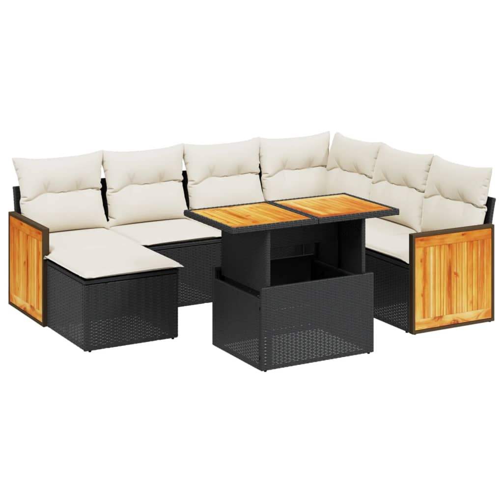 Set Divani da Giardino con Cuscini 8 pz Nero in Polyrattan - homemem39