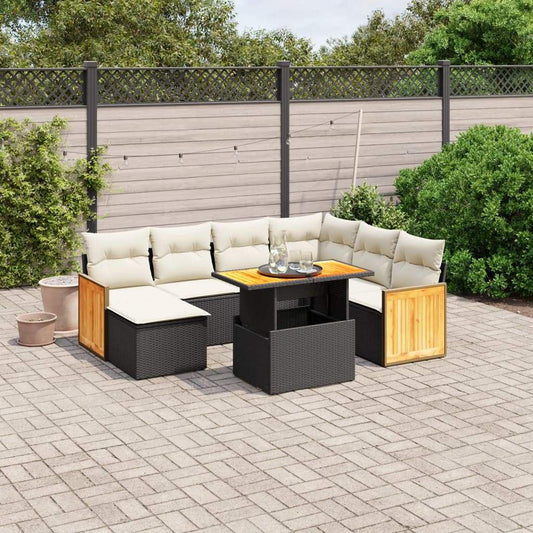 Set Divani da Giardino con Cuscini 8 pz Nero in Polyrattan - homemem39