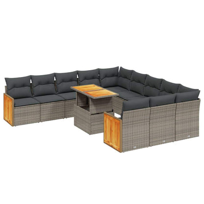 Set Divani da Giardino 11 pz con Cuscini in Polyrattan Grigio - homemem39