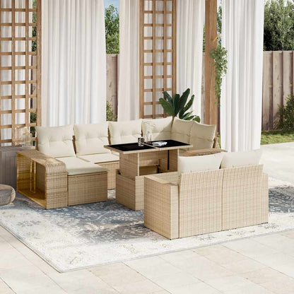 Set Divani da Giardino 11 pz con Cuscini Beige in Polyrattan - homemem39