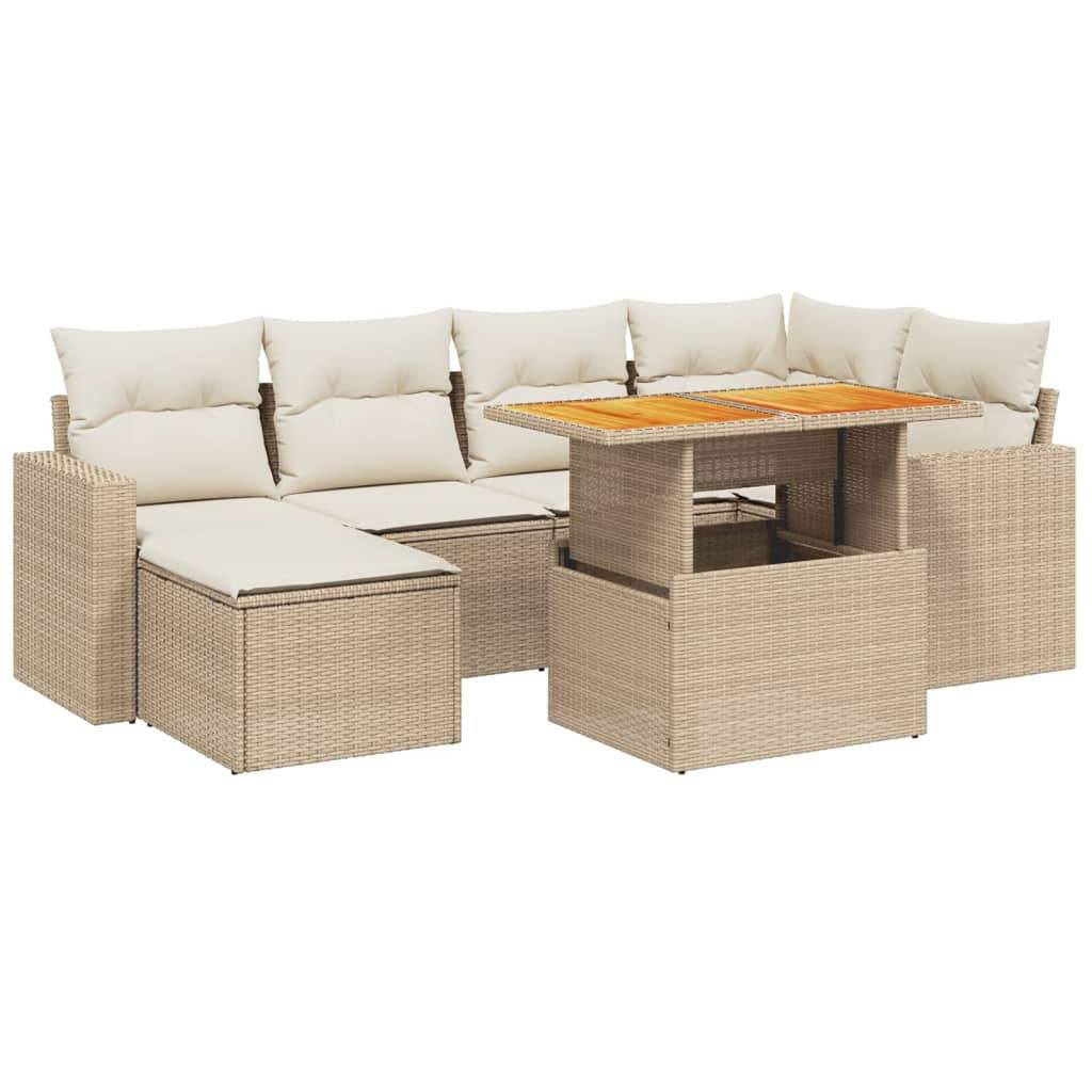 Set Divani da Giardino 11 pz con Cuscini Beige in Polyrattan - homemem39