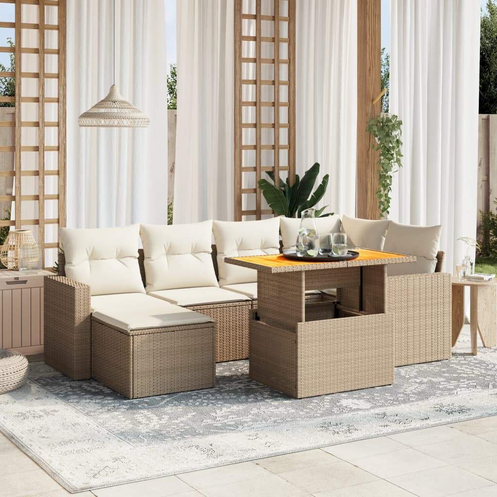 Set Divani da Giardino 11 pz con Cuscini Beige in Polyrattan - homemem39