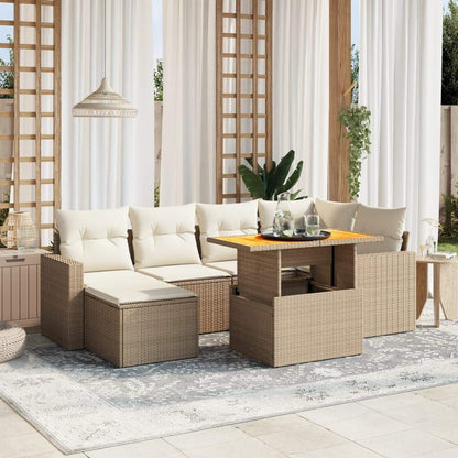 Set Divani da Giardino 11 pz con Cuscini Beige in Polyrattan - homemem39