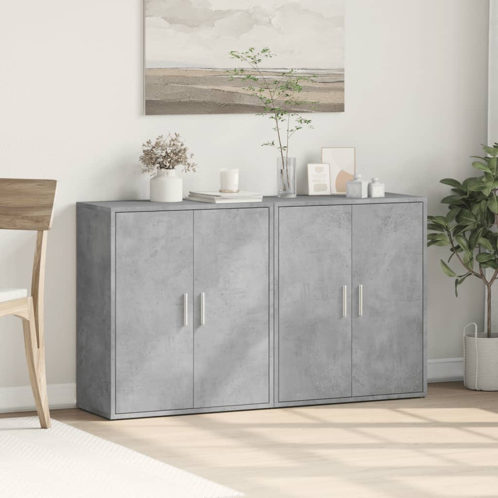 Credenze 2 pz Grigio Cemento 60x31x70 cm in Legno Multistrato - homemem39