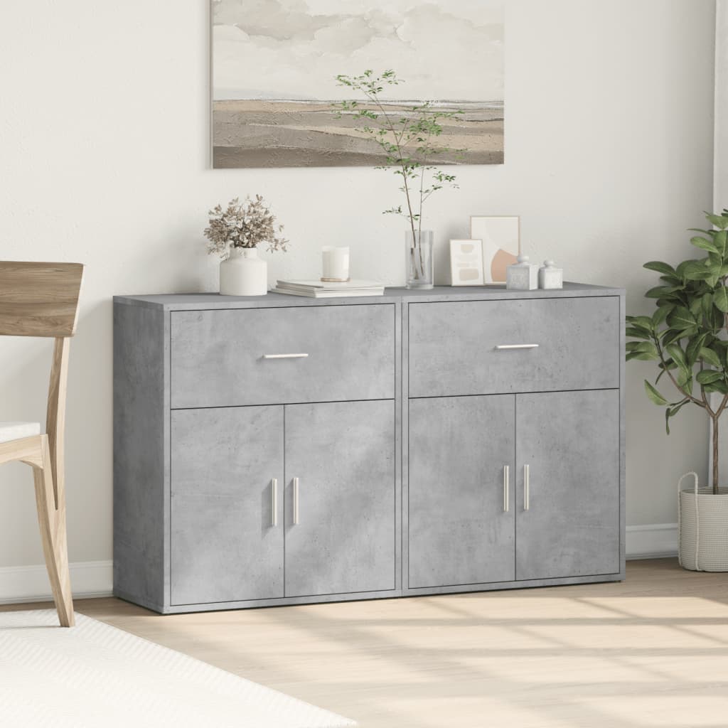 Credenze 2 pz Grigio Cemento 60x31x70 cm in Legno Multistrato - homemem39