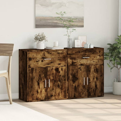 Credenze 2 pz Rovere Fumo 60x31x70 cm in Legno Multistrato | homemem39