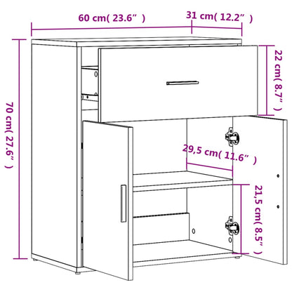 Credenze 2 pz Rovere Fumo 60x31x70 cm in Legno Multistrato | homemem39