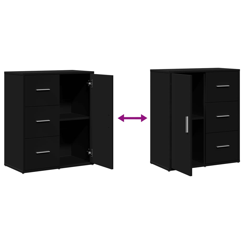 Credenze 2 pz Nere 60x31x70 cm in Legno Multistrato - homemem39