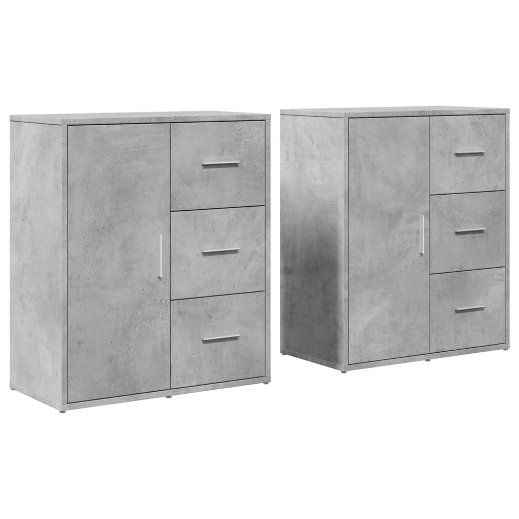 Credenze 2 pz Grigio Cemento 60x31x70 cm in Legno Multistrato | homemem39