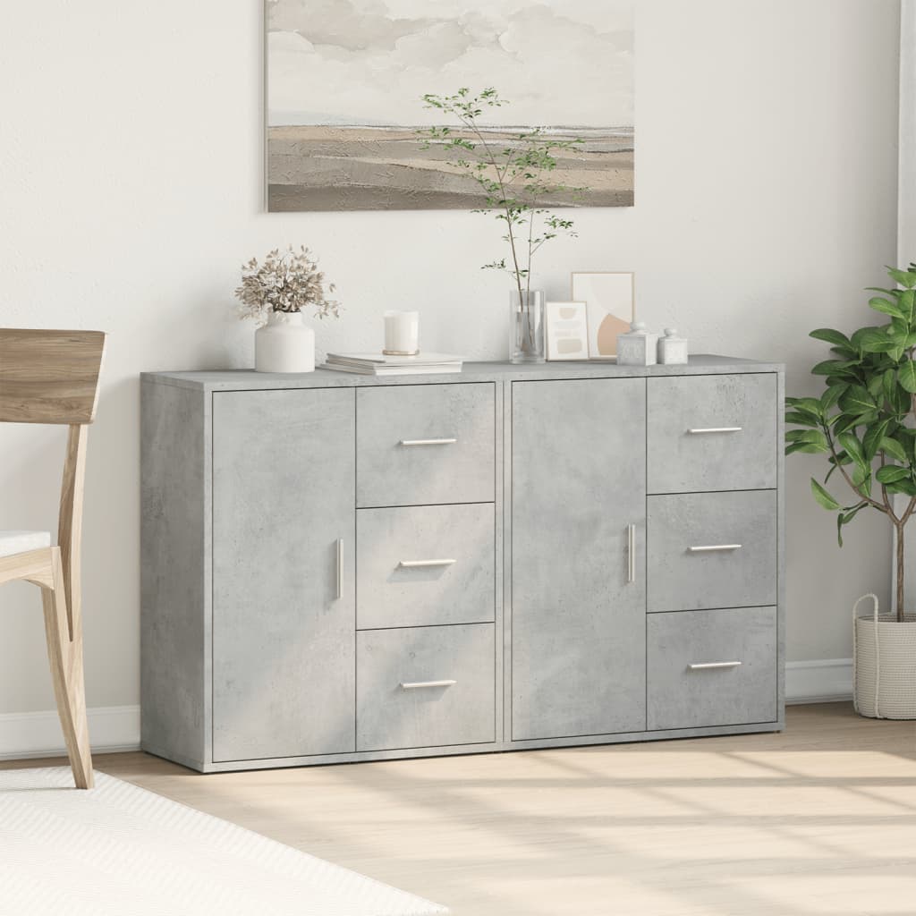 Credenze 2 pz Grigio Cemento 60x31x70 cm in Legno Multistrato | homemem39