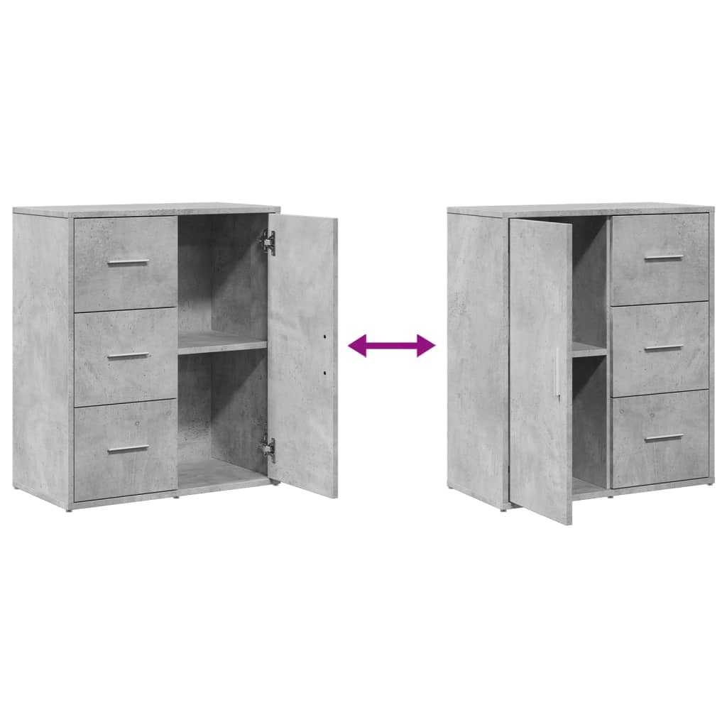 Credenze 2 pz Grigio Cemento 60x31x70 cm in Legno Multistrato | homemem39