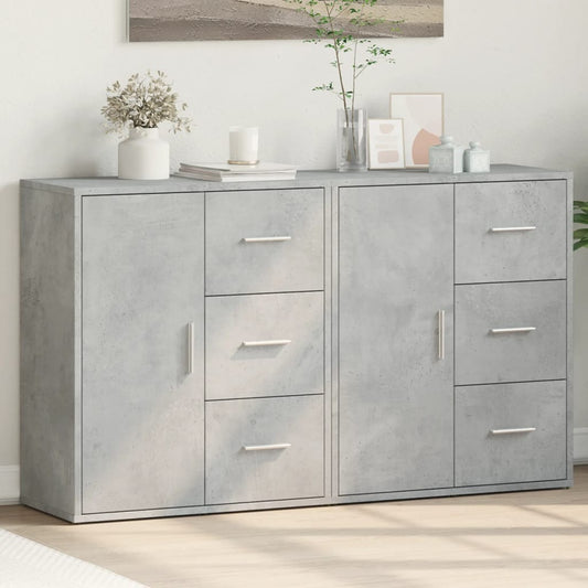 Credenze 2 pz Grigio Cemento 60x31x70 cm in Legno Multistrato | homemem39