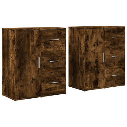 Credenze 2 pz Rovere Fumo 60x31x70 cm in Legno Multistrato | homemem39