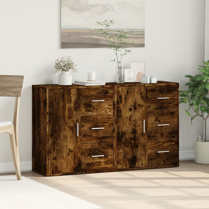Credenze 2 pz Rovere Fumo 60x31x70 cm in Legno Multistrato | homemem39