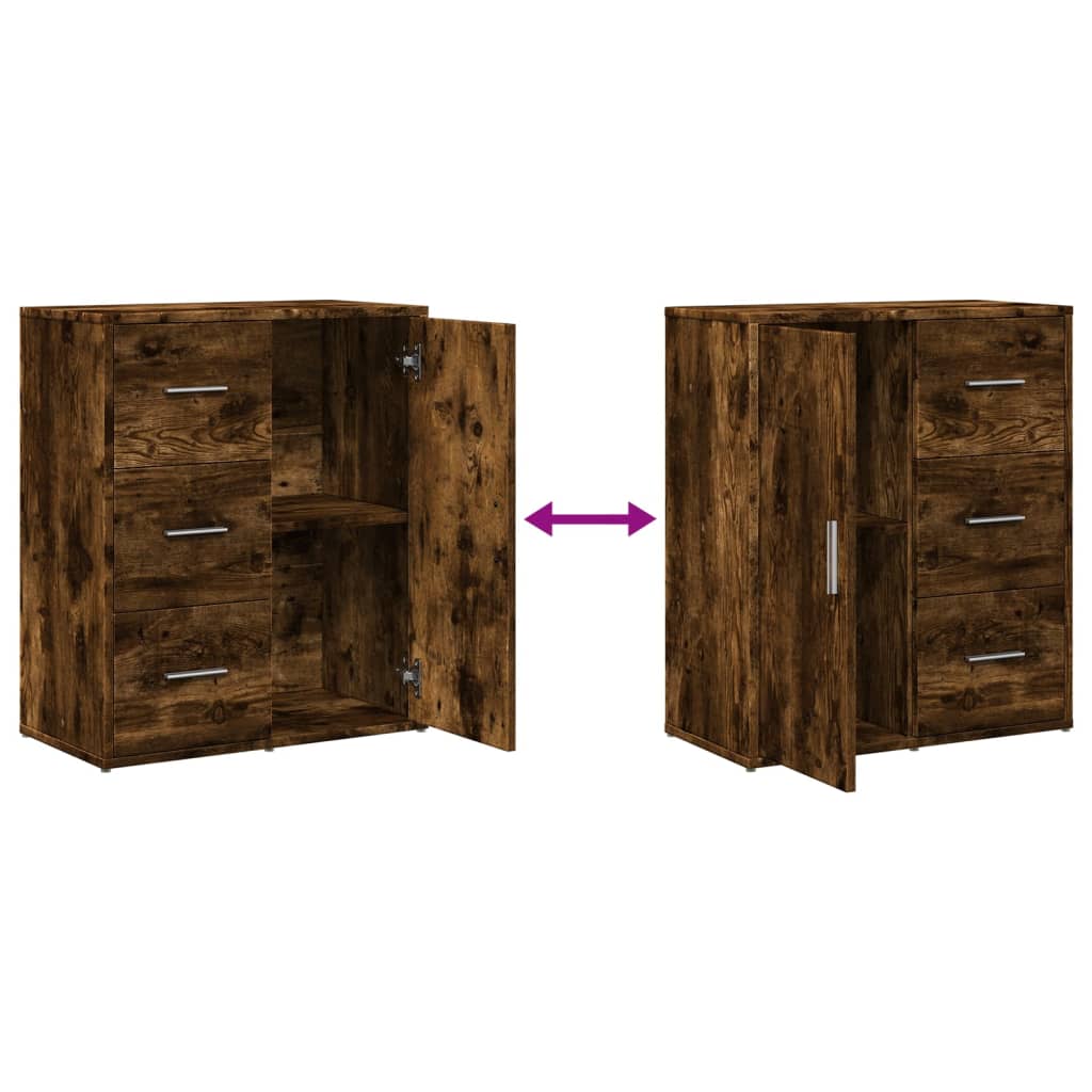 Credenze 2 pz Rovere Fumo 60x31x70 cm in Legno Multistrato | homemem39