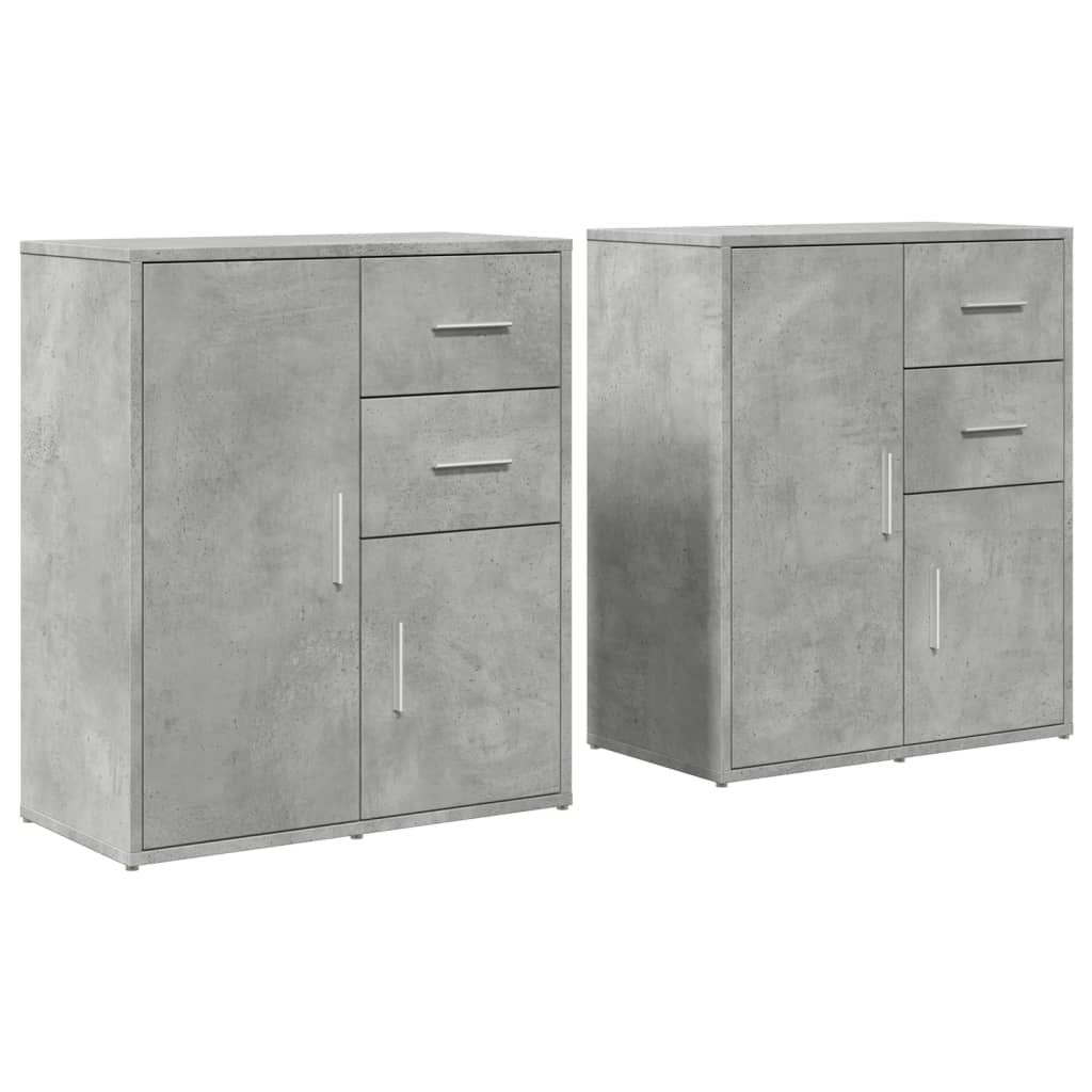 Credenze 2 pz Grigio Cemento 60x31x70 cm in Legno Multistrato - homemem39