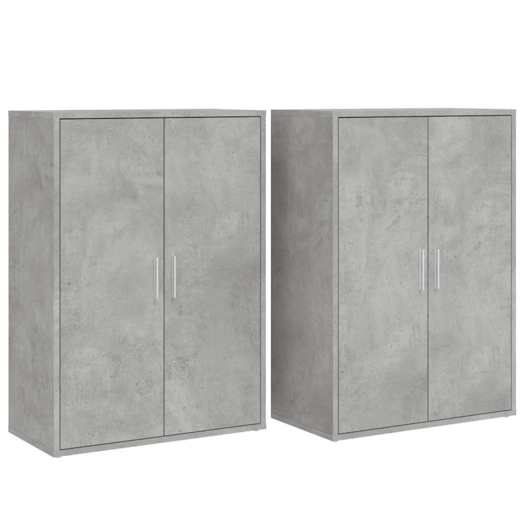 Credenze 2 pz Grigio Cemento 60x31x84 cm in Legno Multistrato | homemem39