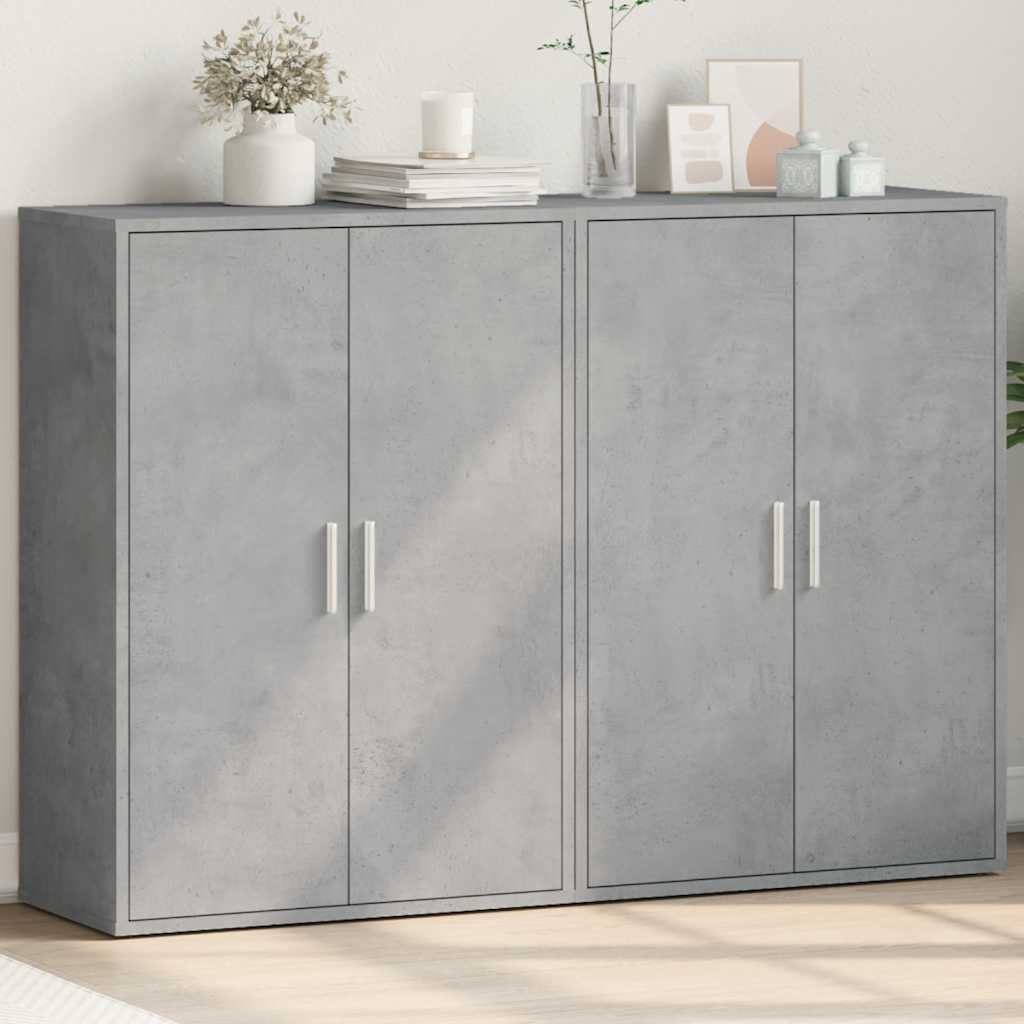 Credenze 2 pz Grigio Cemento 60x31x84 cm in Legno Multistrato | homemem39