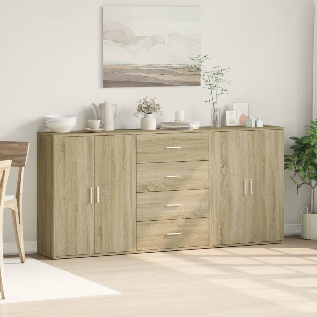 Credenze 3 pz Rovere Sonoma 60x31x84 cm in Legno Multistrato - homemem39