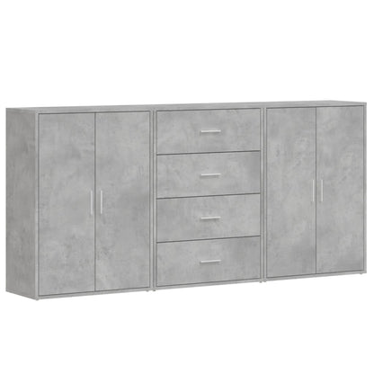 Credenze 3 pz Grigio Cemento 60x31x84 cm in Legno Multistrato | homemem39