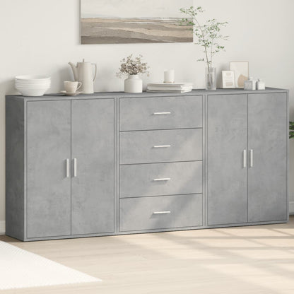 Credenze 3 pz Grigio Cemento 60x31x84 cm in Legno Multistrato - homemem39