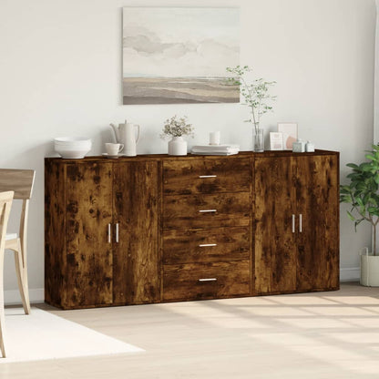 Credenze 3 pz Rovere Fumo 60x31x84 cm in Legno Multistrato | homemem39