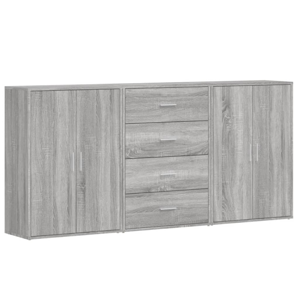 Credenze 3 pz Grigio Sonoma 60x31x84 cm in Legno Multistrato - homemem39