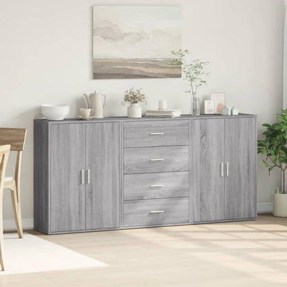 Credenze 3 pz Grigio Sonoma 60x31x84 cm in Legno Multistrato