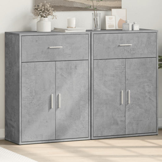 Credenze 2 pz Grigio Cemento 60x30x84 cm in Legno Multistrato - homemem39