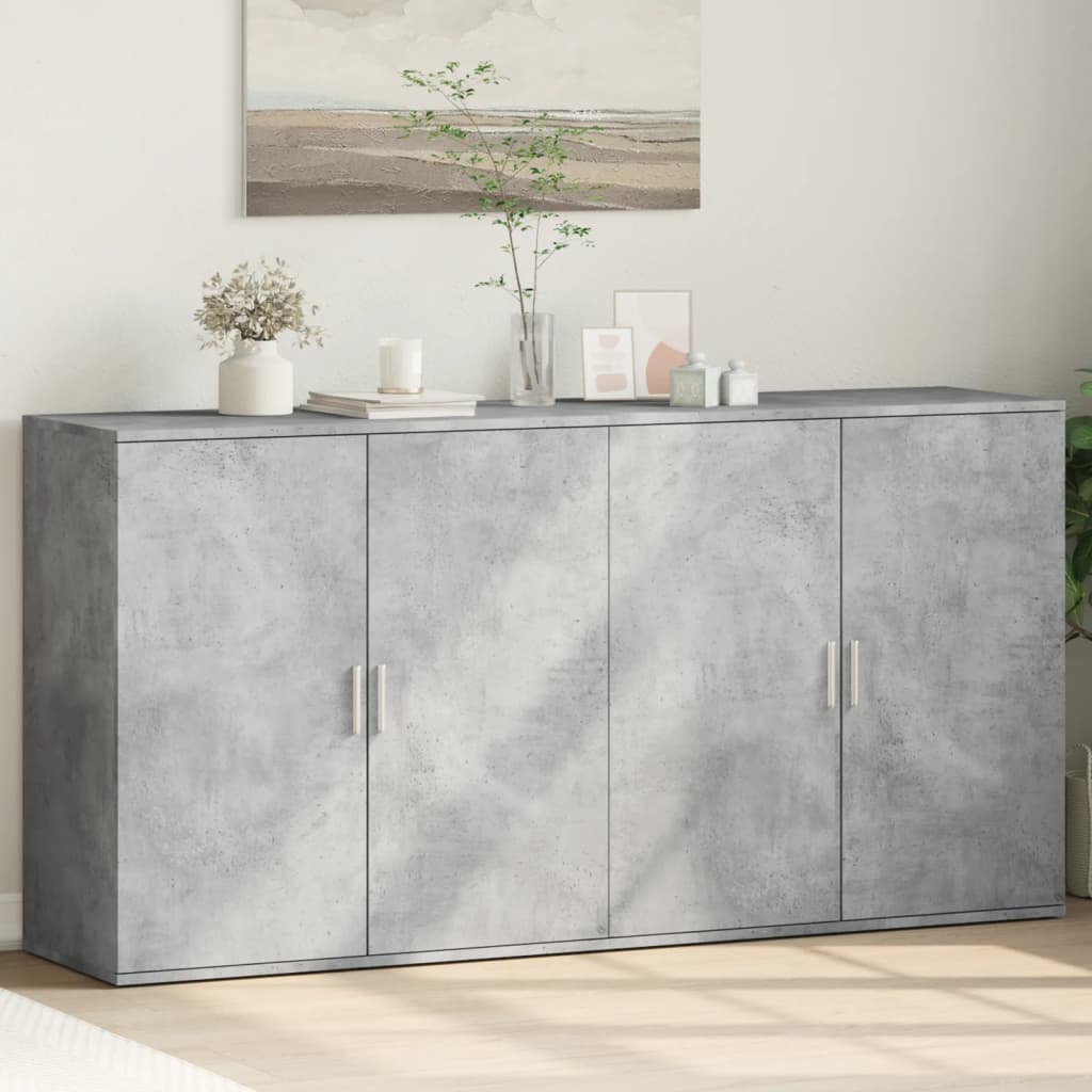 Credenze 2 pz Grigio Cemento 79x38x80 cm in Legno Multistrato - homemem39