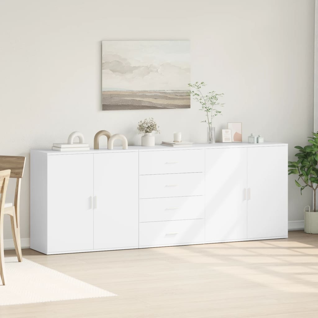 Credenze 3 pz Bianco in Legno Multistrato - homemem39