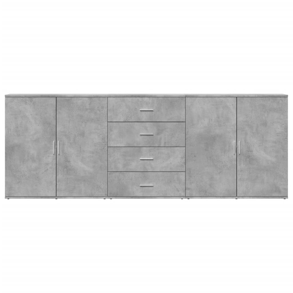 Credenze 3 pz Grigio Cemento in Legno Multistrato - homemem39