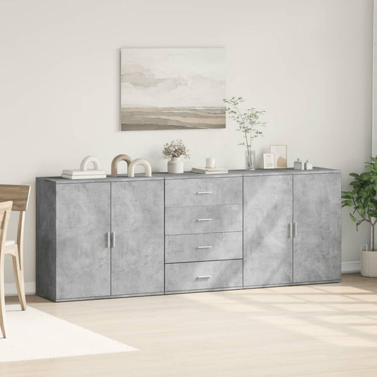 Credenze 3 pz Grigio Cemento in Legno Multistrato | homemem39