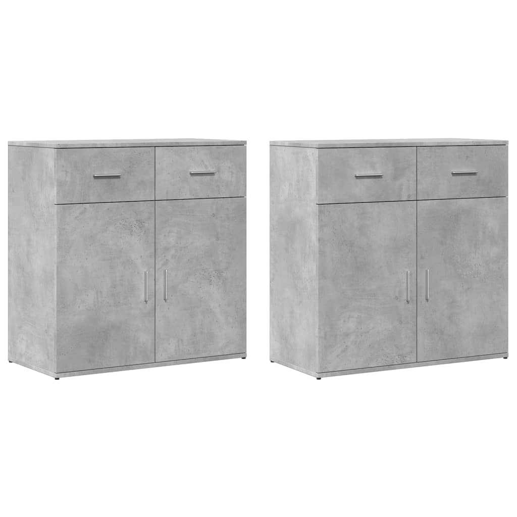 Credenze 2 pz Grigio Cemento 79x38x80 cm in Legno Multistrato - homemem39