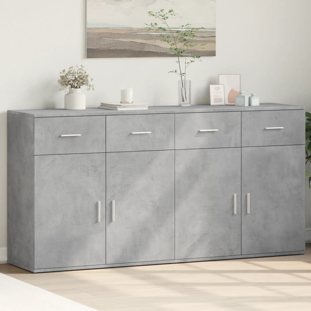 Credenze 2 pz Grigio Cemento 79x38x80 cm in Legno Multistrato - homemem39