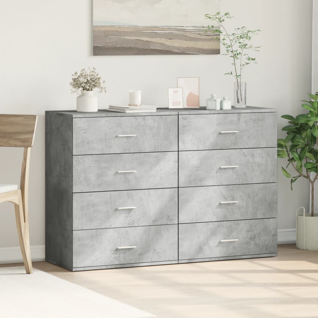 Credenze 2 pz Grigio Cemento 60x39x80 cm in Legno Multistrato - homemem39